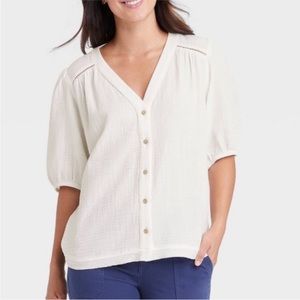 Knox Rose Gauzy Button Down Shirt